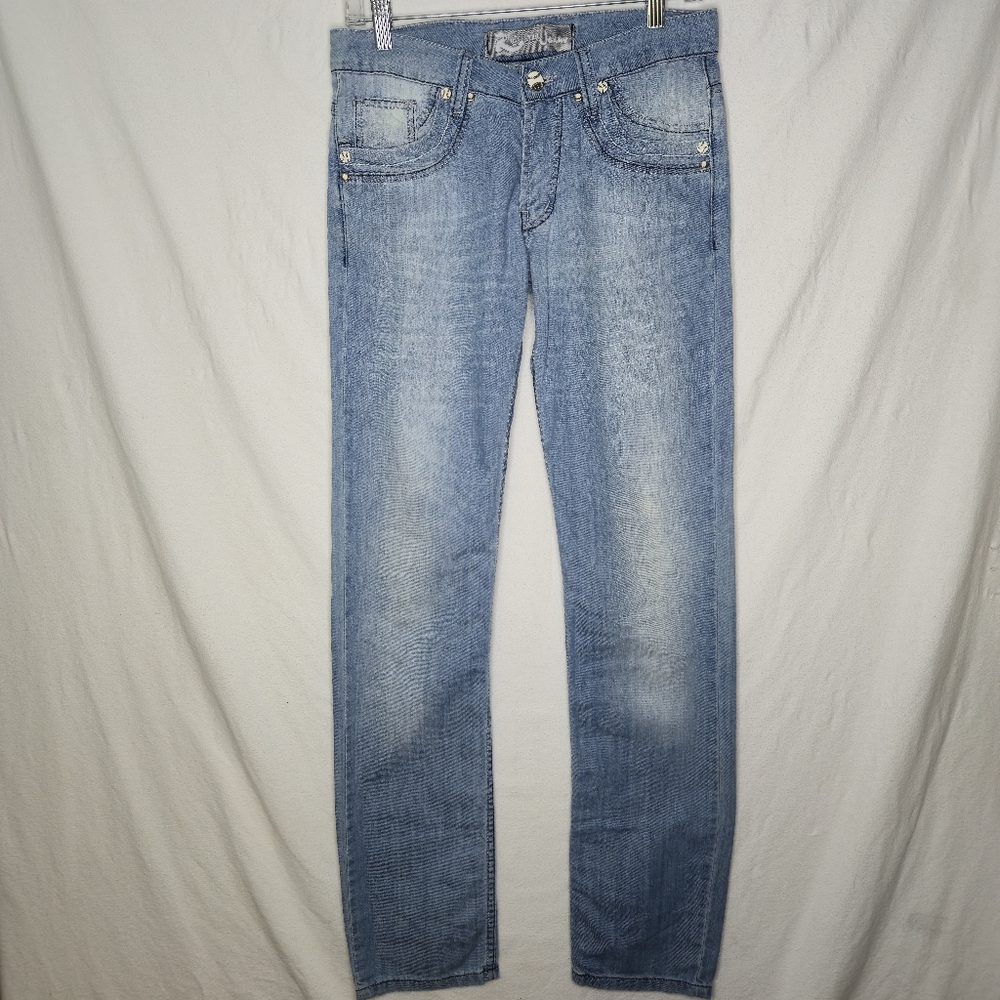 Redman Ladies Denim Light Blue Button Fly Jeans Size W29 L34